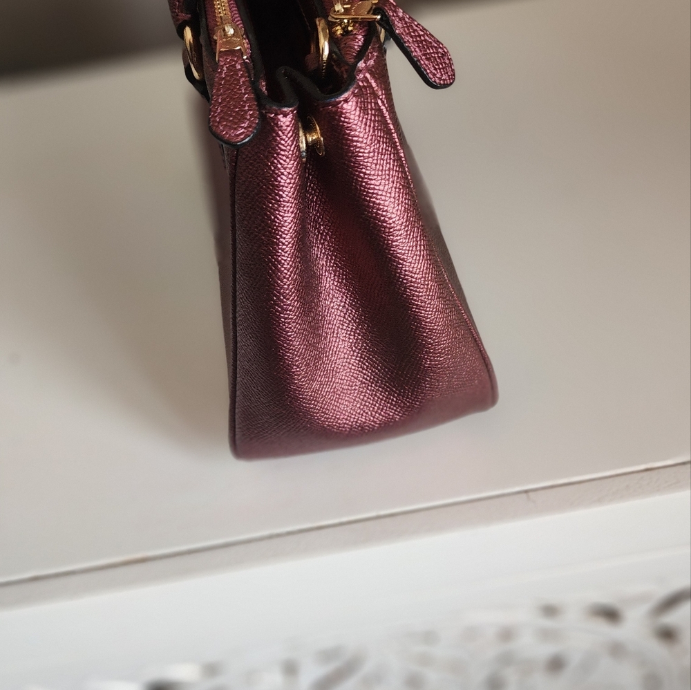 Coach Surrey Metallic Pink/Raspberry/Wine Handbag - Picture 3 of 7